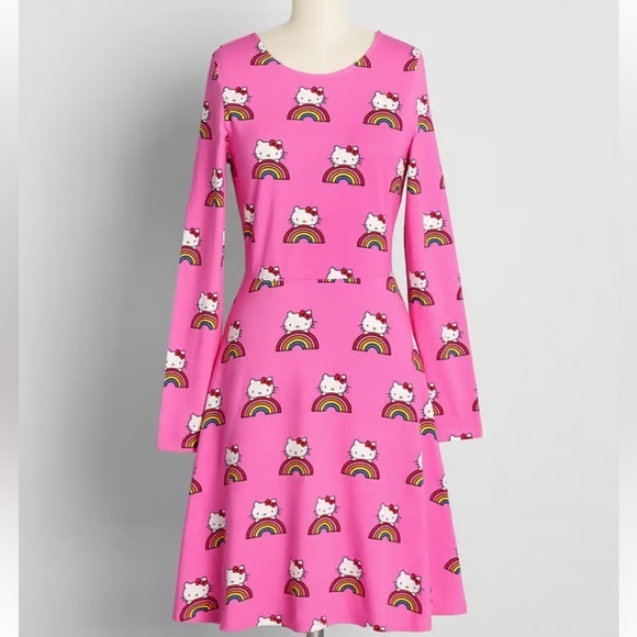 ModCloth × Hello Kitty Brought You A Rainbow ALine Dress Retro 1980s Small NWT - Picture 1 of 8